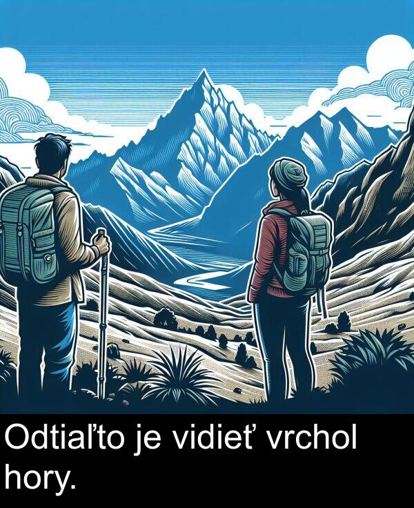 vrchol: Odtiaľto je vidieť vrchol hory.