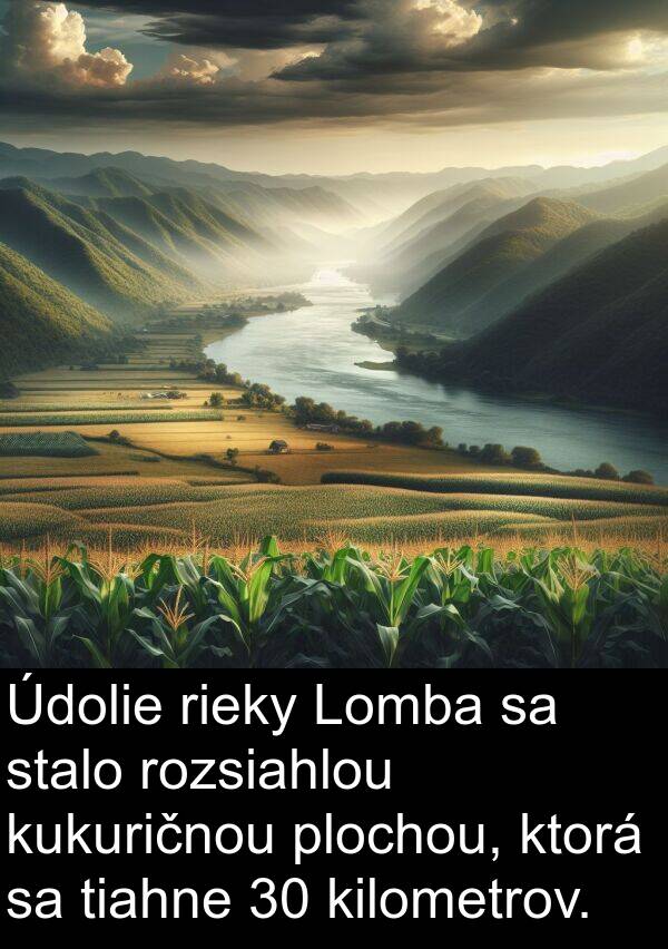 kilometrov: Údolie rieky Lomba sa stalo rozsiahlou kukuričnou plochou, ktorá sa tiahne 30 kilometrov.