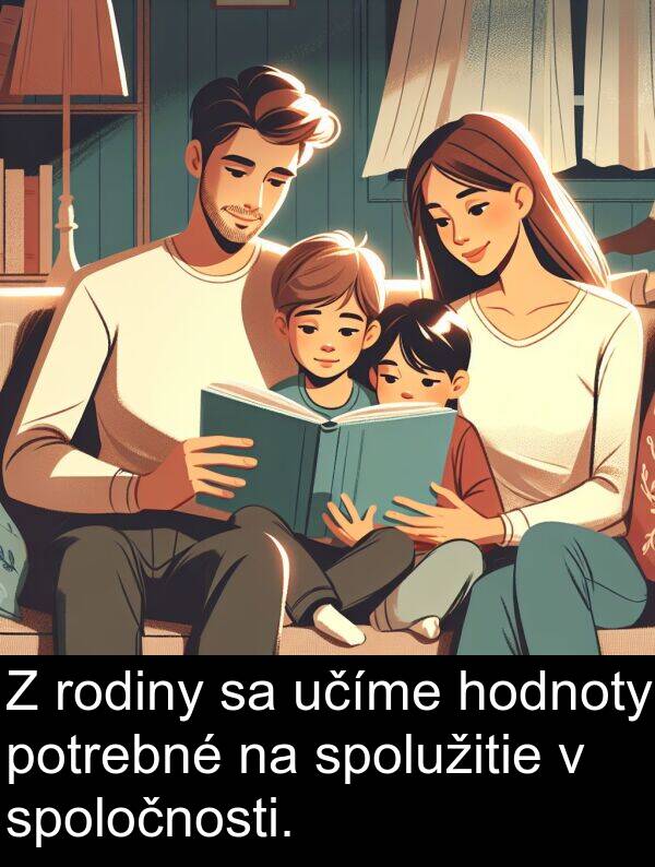 hodnoty: Z rodiny sa učíme hodnoty potrebné na spolužitie v spoločnosti.