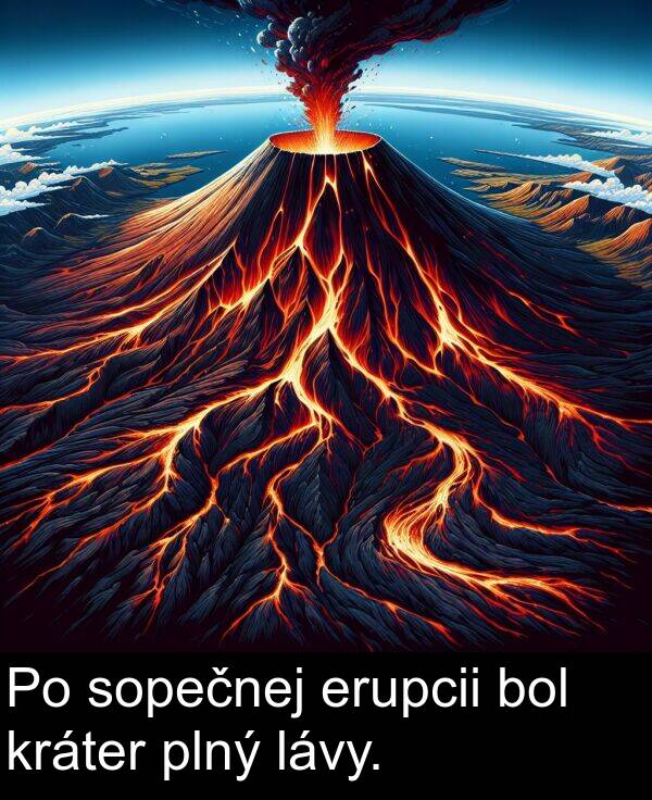 erupcii: Po sopečnej erupcii bol kráter plný lávy.