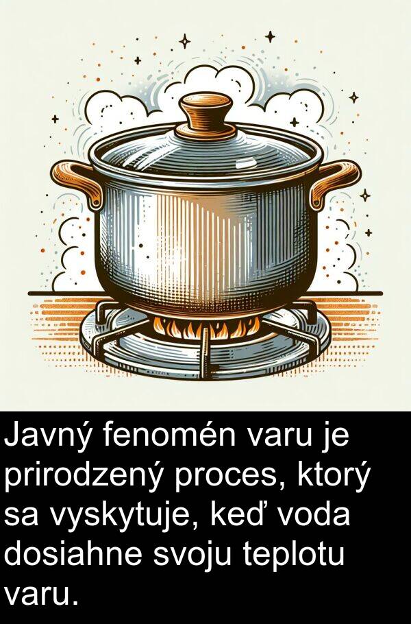 varu: Javný fenomén varu je prirodzený proces, ktorý sa vyskytuje, keď voda dosiahne svoju teplotu varu.