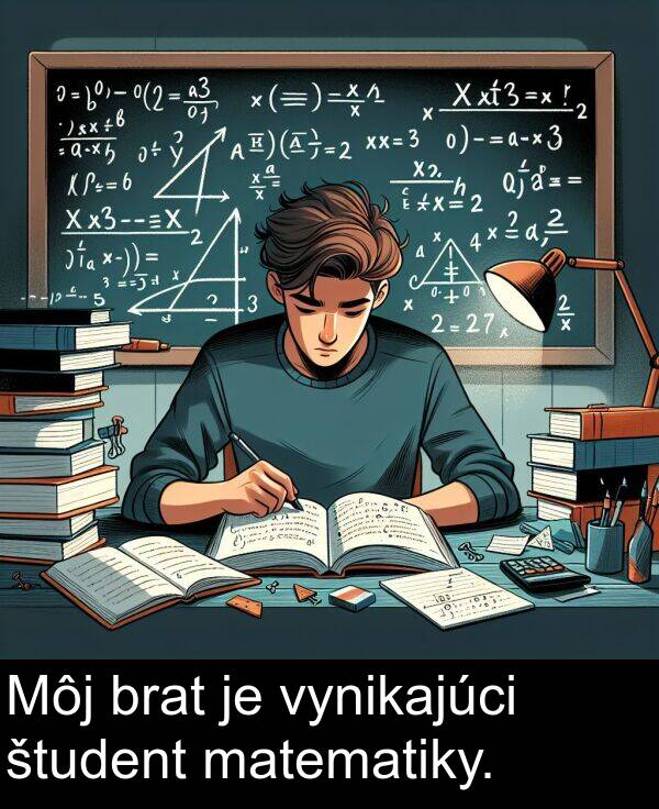 matematiky: Môj brat je vynikajúci študent matematiky.