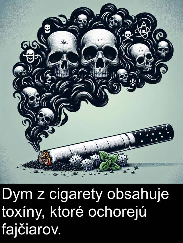 ktoré: Dym z cigarety obsahuje toxíny, ktoré ochorejú fajčiarov.