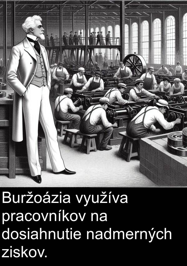 pracovníkov: Buržoázia využíva pracovníkov na dosiahnutie nadmerných ziskov.