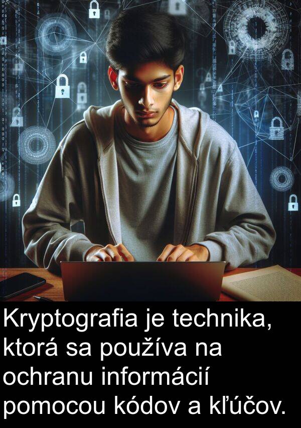 informácií: Kryptografia je technika, ktorá sa používa na ochranu informácií pomocou kódov a kľúčov.