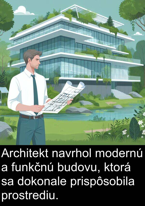 budovu: Architekt navrhol modernú a funkčnú budovu, ktorá sa dokonale prispôsobila prostrediu.