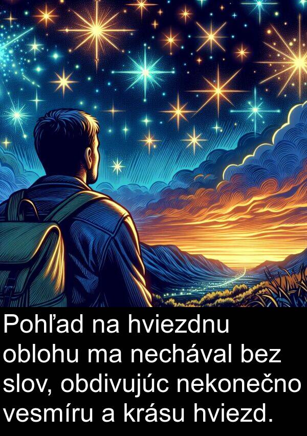 vesmíru: Pohľad na hviezdnu oblohu ma nechával bez slov, obdivujúc nekonečno vesmíru a krásu hviezd.