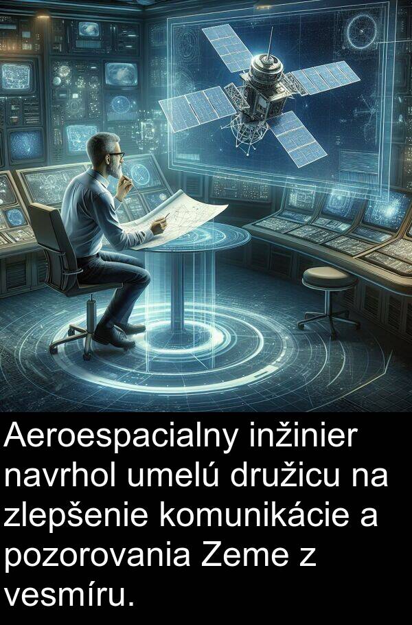 inžinier: Aeroespacialny inžinier navrhol umelú družicu na zlepšenie komunikácie a pozorovania Zeme z vesmíru.