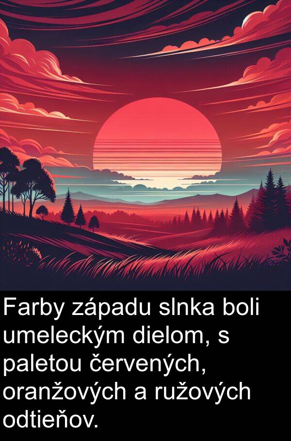 červených: Farby západu slnka boli umeleckým dielom, s paletou červených, oranžových a ružových odtieňov.