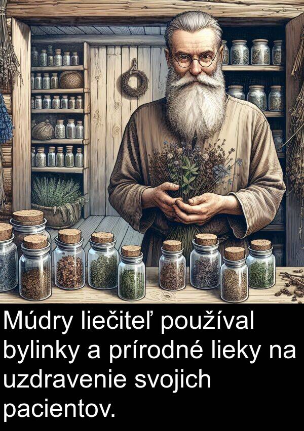 pacientov: Múdry liečiteľ používal bylinky a prírodné lieky na uzdravenie svojich pacientov.