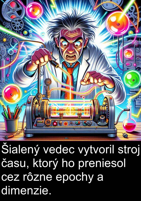 času: Šialený vedec vytvoril stroj času, ktorý ho preniesol cez rôzne epochy a dimenzie.