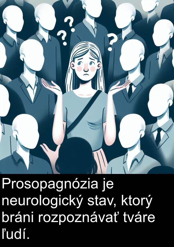 ľudí: Prosopagnózia je neurologický stav, ktorý bráni rozpoznávať tváre ľudí.