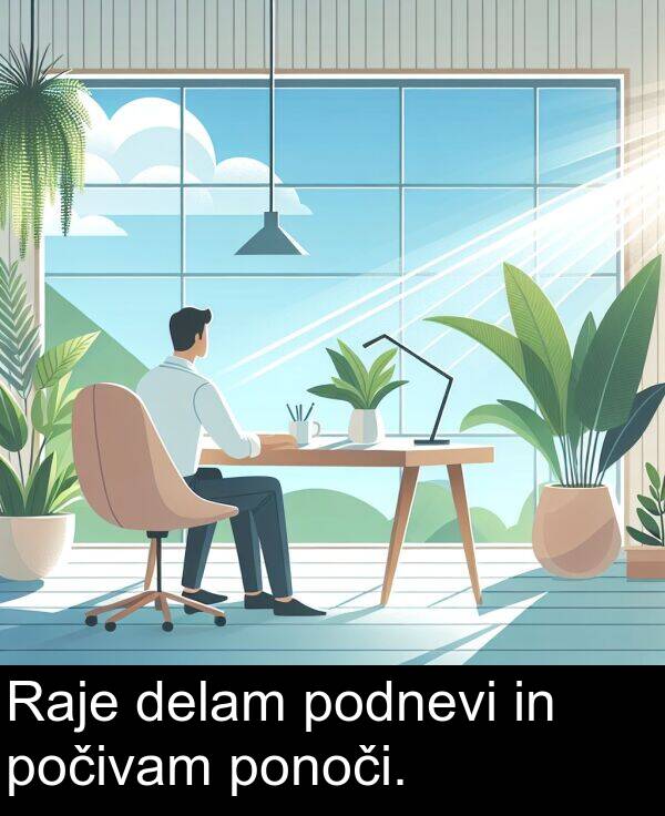 delam: Raje delam podnevi in počivam ponoči.