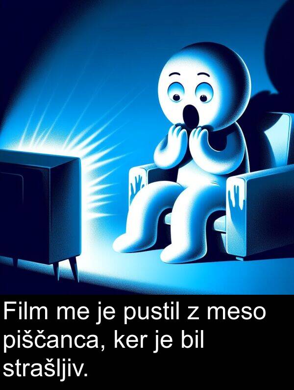 ker: Film me je pustil z meso piščanca, ker je bil strašljiv.