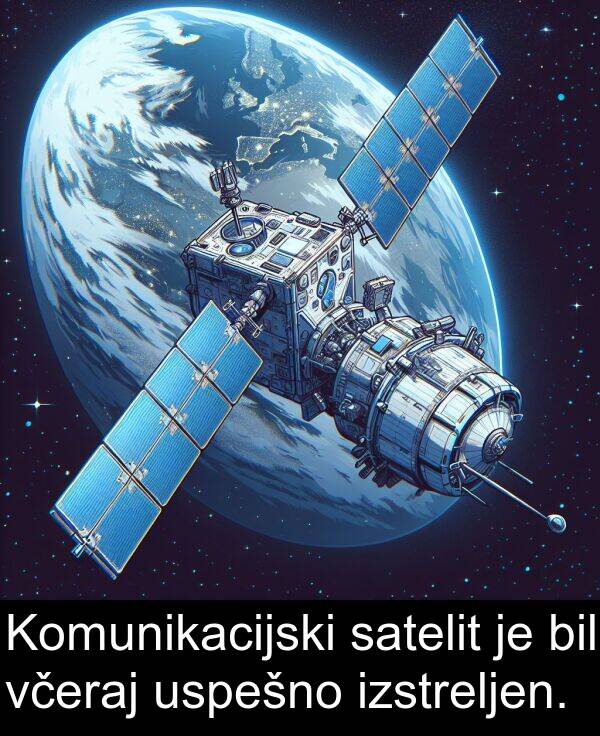 satelit: Komunikacijski satelit je bil včeraj uspešno izstreljen.