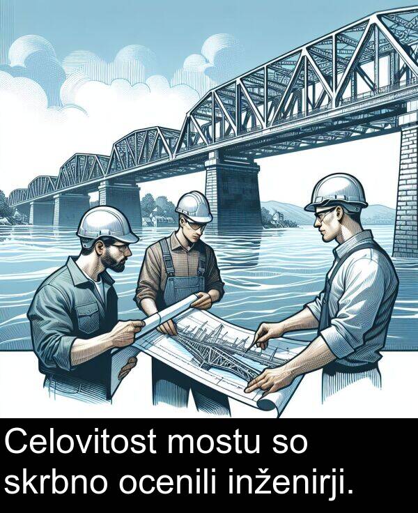 inženirji: Celovitost mostu so skrbno ocenili inženirji.