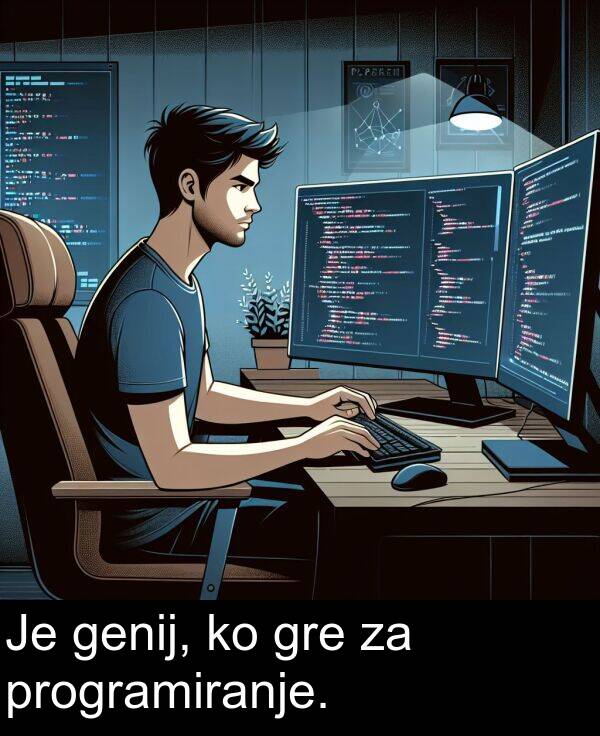 genij: Je genij, ko gre za programiranje.