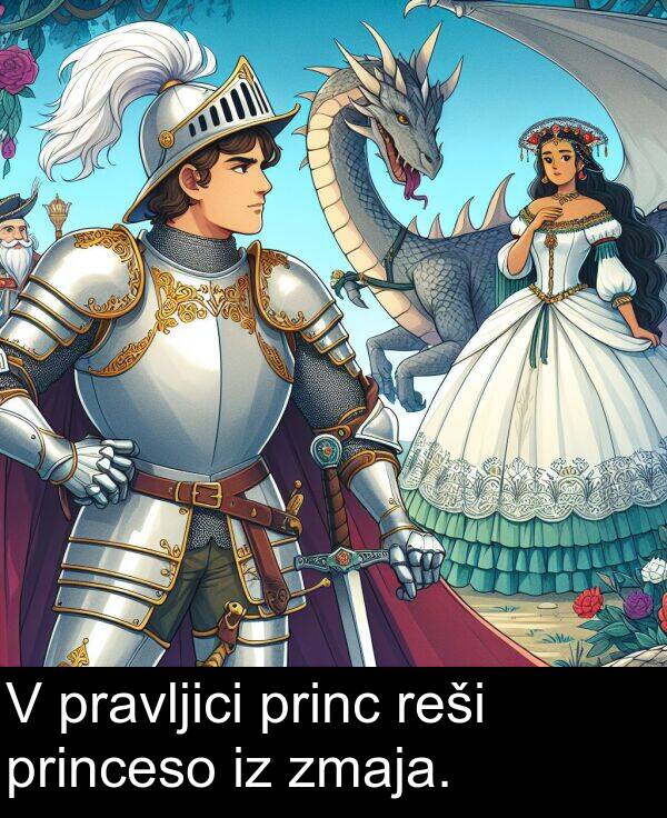 princ: V pravljici princ reši princeso iz zmaja.