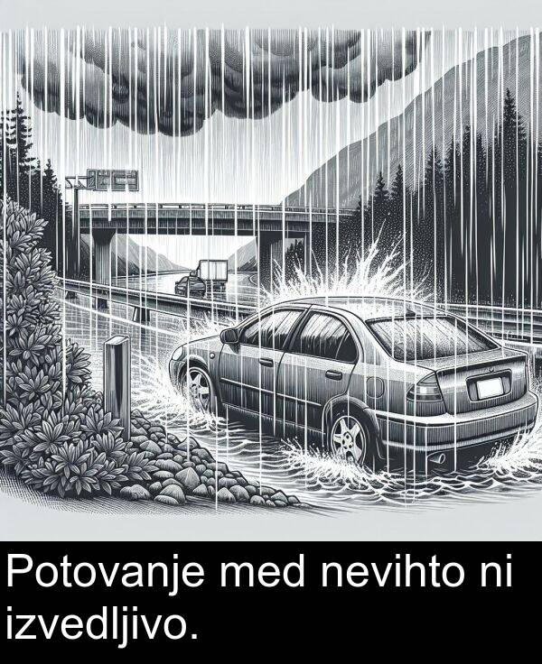 med: Potovanje med nevihto ni izvedljivo.