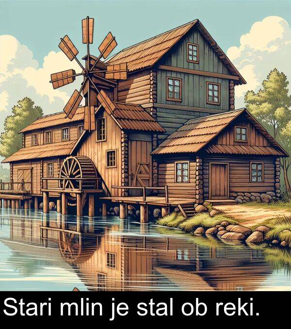 stal: Stari mlin je stal ob reki.