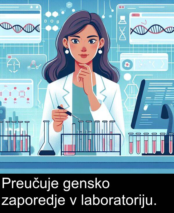 laboratoriju: Preučuje gensko zaporedje v laboratoriju.