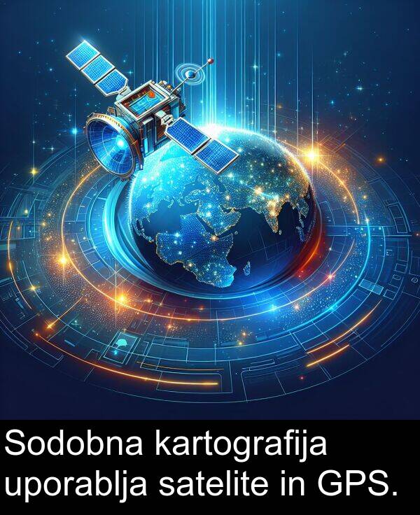 satelite: Sodobna kartografija uporablja satelite in GPS.