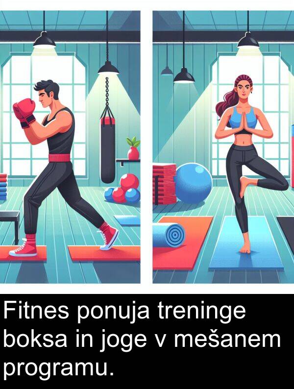 joge: Fitnes ponuja treninge boksa in joge v mešanem programu.