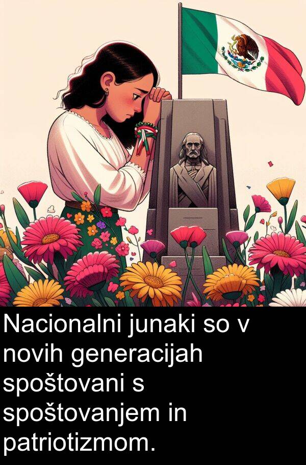 generacijah: Nacionalni junaki so v novih generacijah spoštovani s spoštovanjem in patriotizmom.