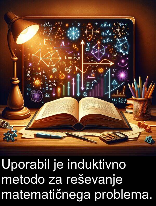 matematičnega: Uporabil je induktivno metodo za reševanje matematičnega problema.