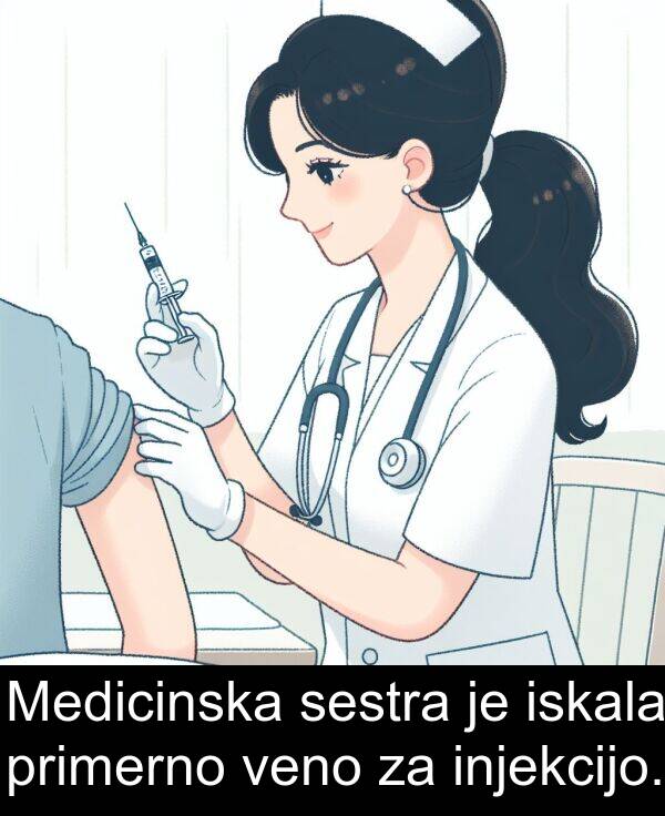 iskala: Medicinska sestra je iskala primerno veno za injekcijo.