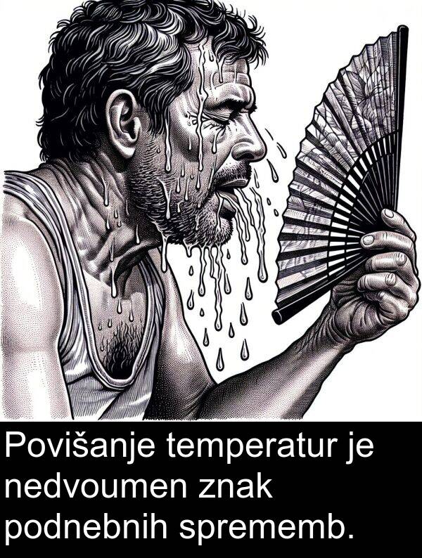 temperatur: Povišanje temperatur je nedvoumen znak podnebnih sprememb.