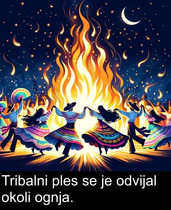 ples: Tribalni ples se je odvijal okoli ognja.