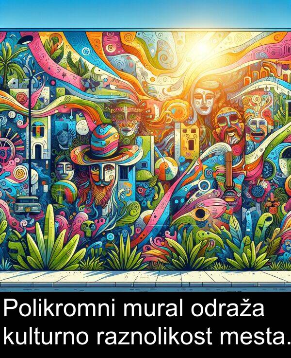 mesta: Polikromni mural odraža kulturno raznolikost mesta.