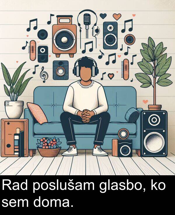 glasbo: Rad poslušam glasbo, ko sem doma.