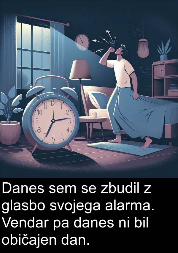 glasbo: Danes sem se zbudil z glasbo svojega alarma. Vendar pa danes ni bil običajen dan.