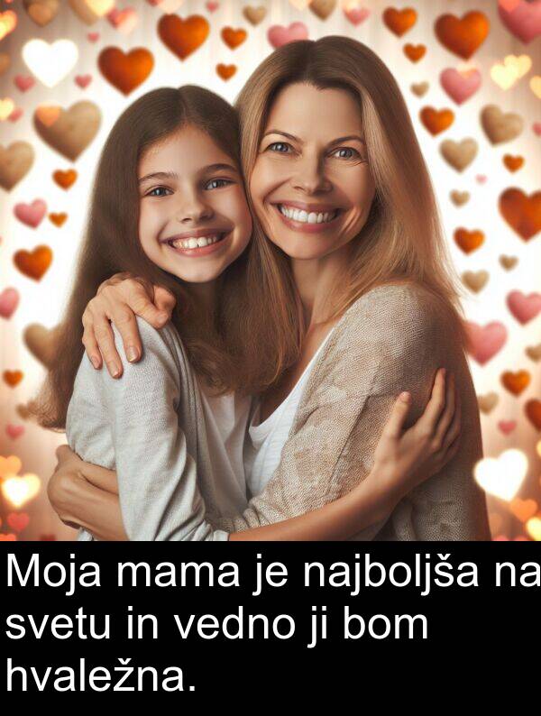 mama: Moja mama je najboljša na svetu in vedno ji bom hvaležna.