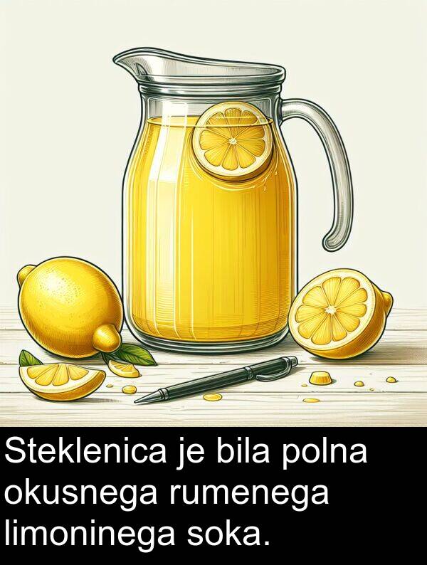 polna: Steklenica je bila polna okusnega rumenega limoninega soka.