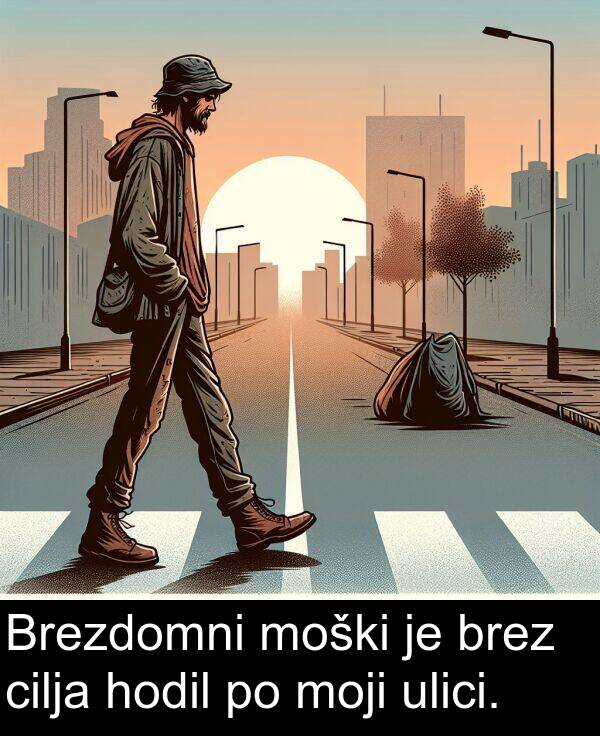 ulici: Brezdomni moški je brez cilja hodil po moji ulici.