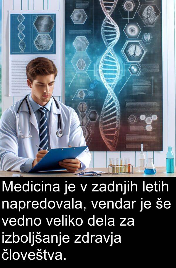 letih: Medicina je v zadnjih letih napredovala, vendar je še vedno veliko dela za izboljšanje zdravja človeštva.