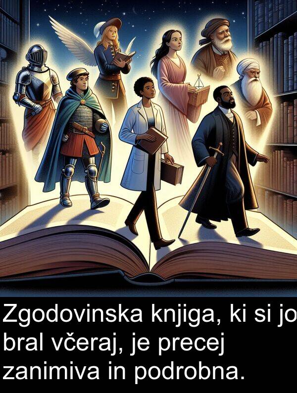 včeraj: Zgodovinska knjiga, ki si jo bral včeraj, je precej zanimiva in podrobna.