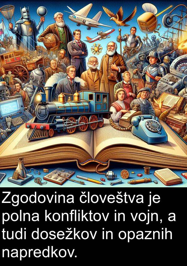 konfliktov: Zgodovina človeštva je polna konfliktov in vojn, a tudi dosežkov in opaznih napredkov.