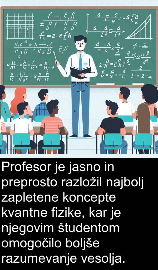 vesolja: Profesor je jasno in preprosto razložil najbolj zapletene koncepte kvantne fizike, kar je njegovim študentom omogočilo boljše razumevanje vesolja.