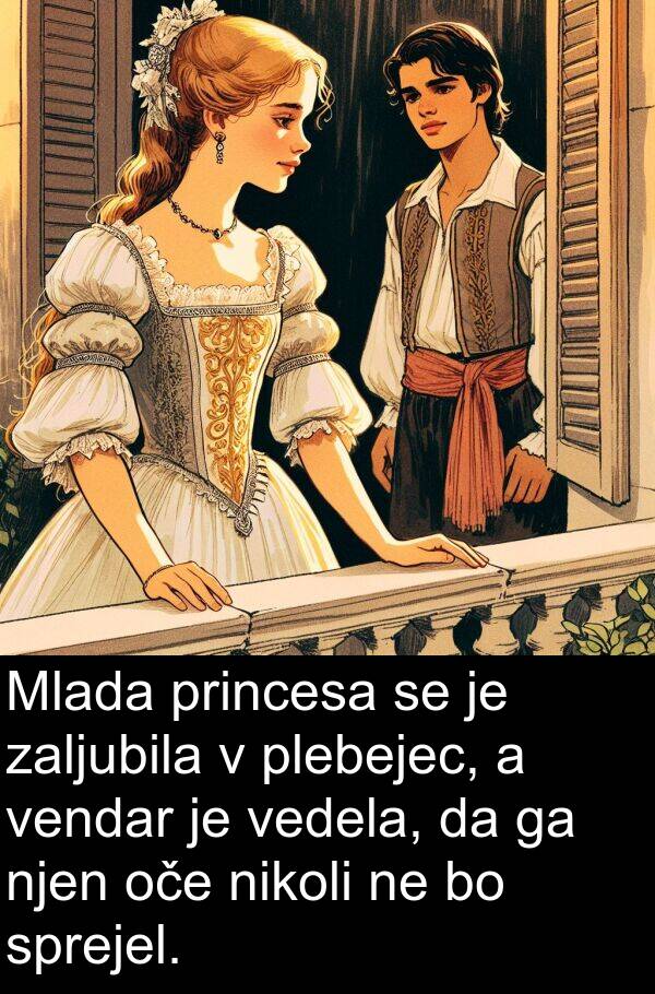 vedela: Mlada princesa se je zaljubila v plebejec, a vendar je vedela, da ga njen oče nikoli ne bo sprejel.