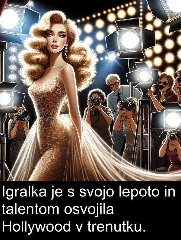 trenutku: Igralka je s svojo lepoto in talentom osvojila Hollywood v trenutku.