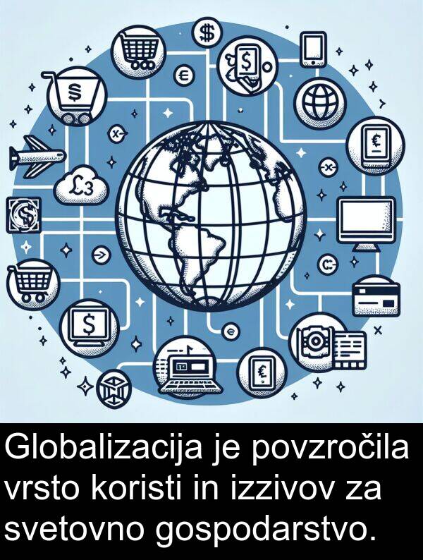 gospodarstvo: Globalizacija je povzročila vrsto koristi in izzivov za svetovno gospodarstvo.