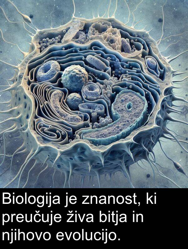 evolucijo: Biologija je znanost, ki preučuje živa bitja in njihovo evolucijo.