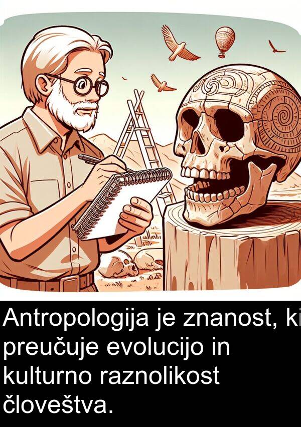 evolucijo: Antropologija je znanost, ki preučuje evolucijo in kulturno raznolikost človeštva.