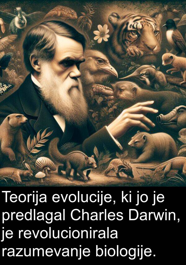 evolucije: Teorija evolucije, ki jo je predlagal Charles Darwin, je revolucionirala razumevanje biologije.