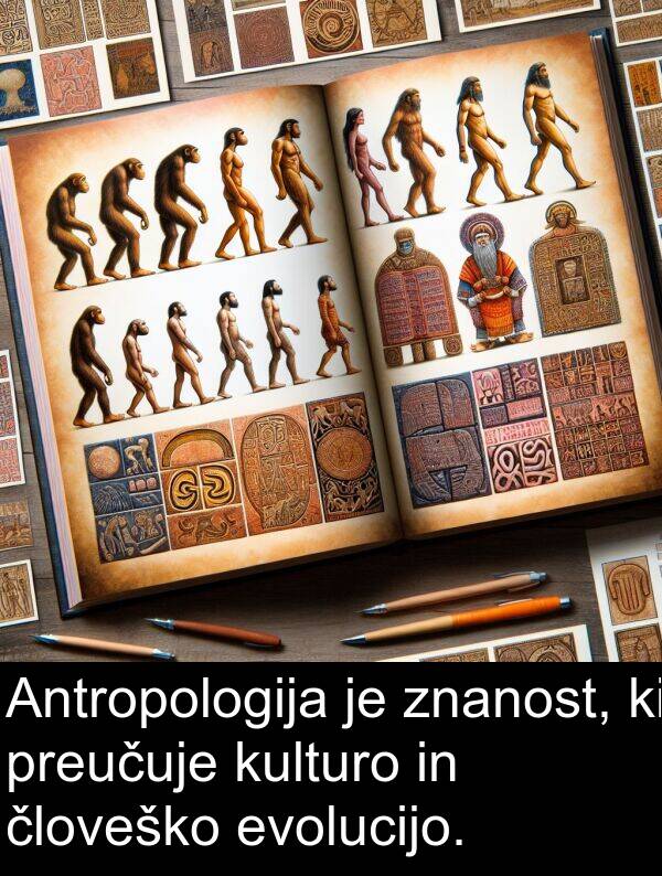 evolucijo: Antropologija je znanost, ki preučuje kulturo in človeško evolucijo.