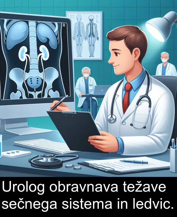 ledvic: Urolog obravnava težave sečnega sistema in ledvic.